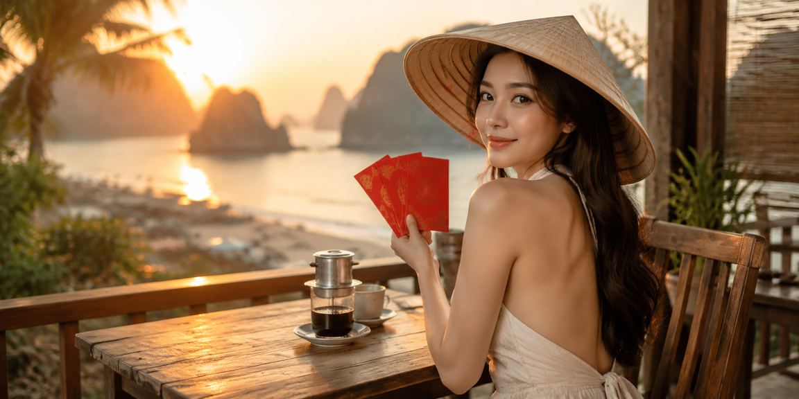 Không khí lễ hội Ninh Bình với phong bì đỏ may mắn và người dùng trải nghiệm giải trí